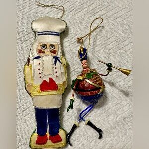 Vintage Festive Nutcracker and Soldier Ornament Set